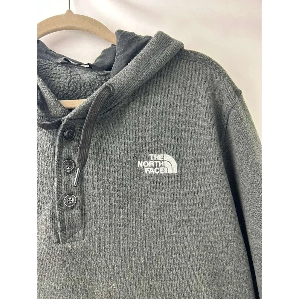The North Face Men's XXL Hoodie 1/4 Button Sweatshirt Charcoal Gray